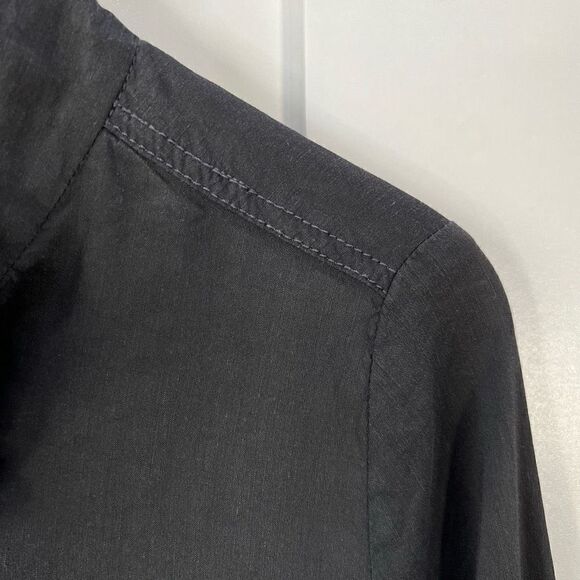 Eileen Fisher Womens Small Black Casual Button Down Shirt Top Linen Italian Yarn - Picture 3 of 12